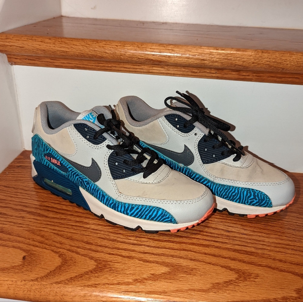 Nike Air Max 90 Zebra 2013 Men's Size 5.5 Youth Blue white sneakers shoes Comfor